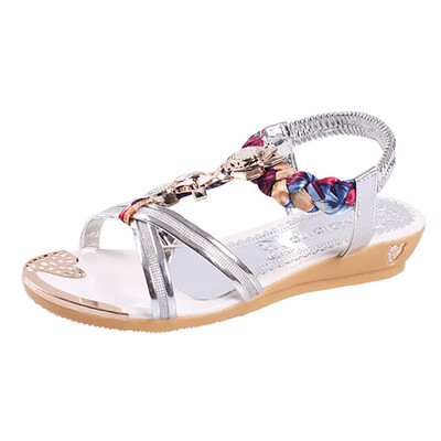 

Rose Womens Fashion Casual Wedge Crystal Outdoors Floral Elastic Band Shoes Sandals