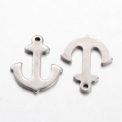 

304 Stainless Steel Pendants Anchor Stainless Steel Color 16x13x1mm Hole 1mm