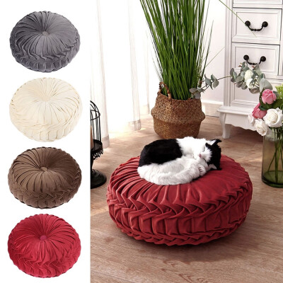 

New Throw Pillow Cushion Round Handmade Pleated Wheel Pumpkin Seat Cushion for Bedroom Sofa & Office