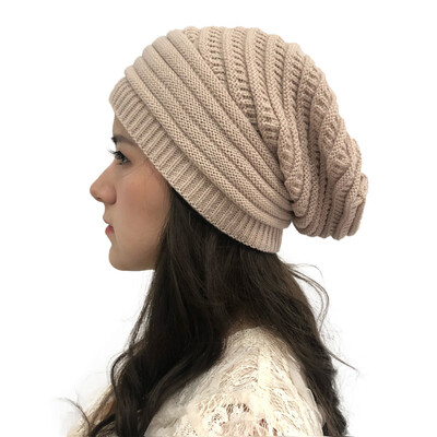 

Tailored Women Autumn Winter Outdoor Solid Splice Hats Crochet Knit Holey Beanie Cap