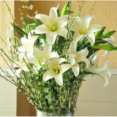 

1 Bunch Silk Artificial Lily Flower Bouquet Wedding Party Home Office Decoration