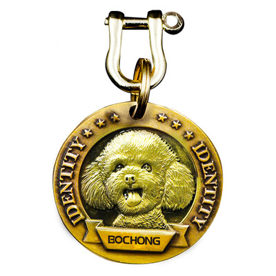 

BOCHONG BC-302-Teddy round diameter 30CM intelligent positioning dog brand identity card custom brass embossed pet Teddy Golden Retriever fight against the loss of cards