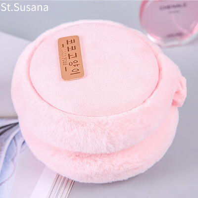 

St Susanna earmuffs female students cute winter thickening fluff earmuffs adjustable warm earmuffs ear warm ear tweezers collapsible S18M6782 leather red