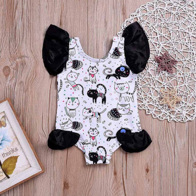 

Newborn Baby Girls Cartoon Cat Print Romper Bodysuit Jumpsuit Casaul Clothes