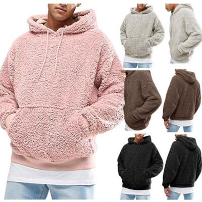 

Men Casual Fluffy Fleece Coat Cardigan Hooded Sweatshirt Hoodie Jackets Outwear