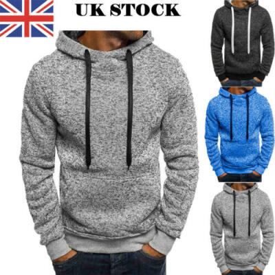 

UK MEN HOODIE PLAIN HOODED SWEATSHIRT PULLOVER HOODY JUMPER SIZES  M L XL 2XL