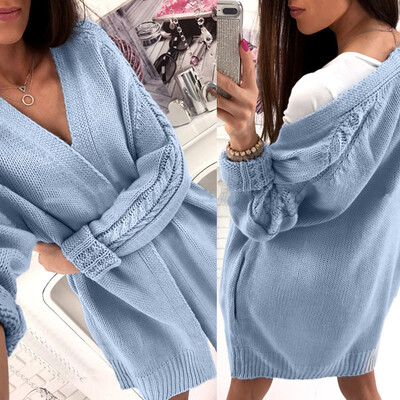 

Roseonmyhand Women Autumn Winter Long Sleeve Solid Knitted Sweater Pullover Blouse Tops