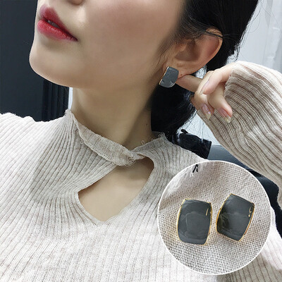 

2019 latest design brand creative literary fan drop glaze earrings generous minimalist earrings gifts for women
