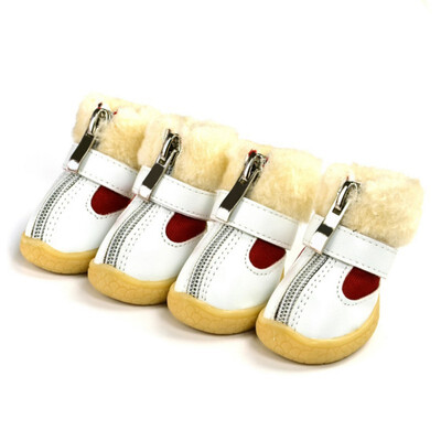 

4 Pcssets Winter Pet Dog Shoes For Small Dogs Warm Leather Puppy Dog Snow Boots Waterproof Chihuahua Pug Cat Shoes Pet Products