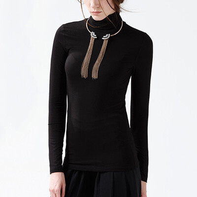 

CANVAUS Autumn Women Modal Slim Turtleneck Long Sleeve T-Shirt Simple Large Size Undershirt Tops F325A