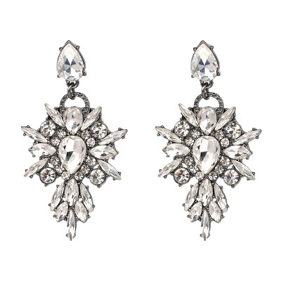 

JURAN 2019 New Colorful Flower Brand Charm Big Earring Luxury Starburst Pendant Crystal Gem Statement Earrings For Women F3407