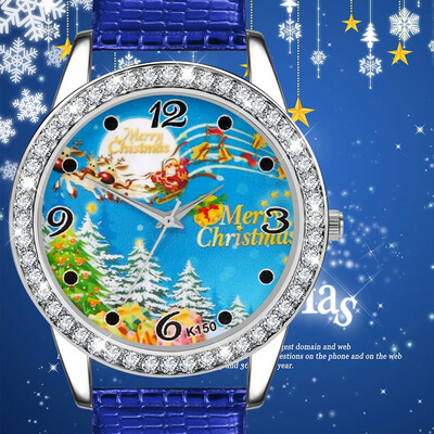 

Watch Men 2018 Relogio Christmas Snowman Pattern Leather Band Analog Quartz Vogue Watches Horas Dropship &Ff