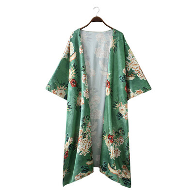 

New Women Chiffon Kimono Cardigan Floral Leopard Print Asymmetric Boho Loose Outerwear Beachwear Bikini Cover Up
