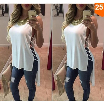

New Women Summer Cut Out Vest Top Sleeveless Blouse Casual Tank Tops T-Shirt