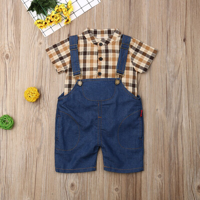 

NEW Fashion Toddler Baby Boy Palid Shirt TopsPants Gentleman Outfit Clothes Set