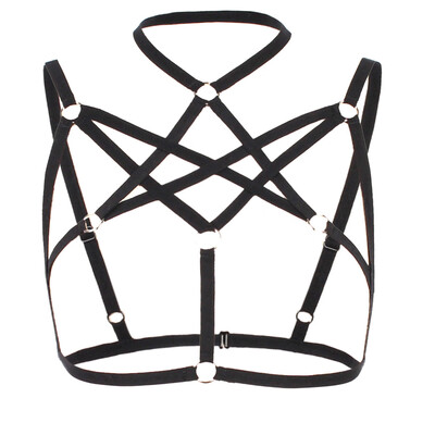 

Toponeto Alluring Women Cage Bra Elastic Cage Bra Strappy Hollow Out Bra Bustier