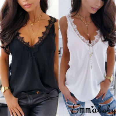 

Women Lace Strappy Sleeveless Camisole Vest Tank Top Silk Cami Satin Effect