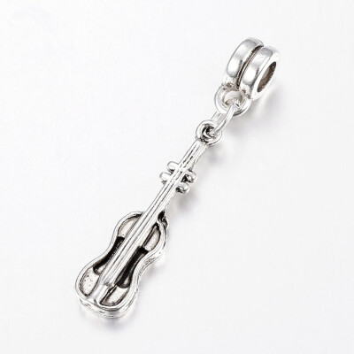 

Tibetan Style Alloy European Dangle Beads Large Hole Pendants Violin Antique Silver 37mm Hole 4mm Pendant 25x65x3mm