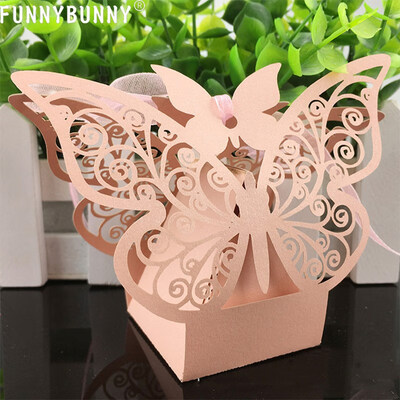 

FUNNYBUNNY 10 PCS Butterfly Laser Cut Favor Boxes Wedding Gift Boxes for Party Favors Packaging Gift Boxes Gift Bag Candy