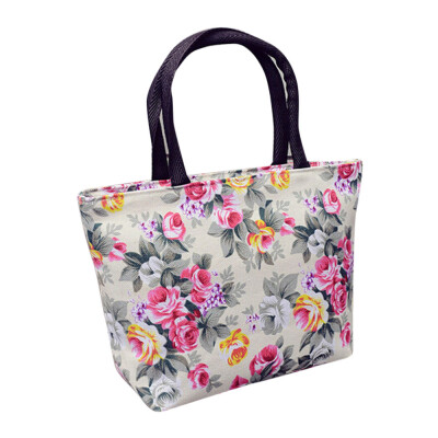 

Reusable Shopping Bag Eco Women Handbag Foldable Beach Bag Daily Use Shoulder Bag Flower Printed Casual Canvas Tote Satchel YJ