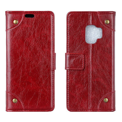 

MOONCASE Samsung Galaxy S9 copper buckle nappa leather case - wine red