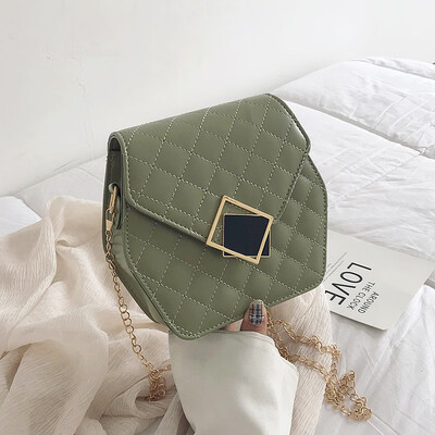 

2019 new simple fashion casual shoulder bag versatile texture Messenger bag female polygon rhombic chain bag