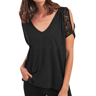 

Starmoon Womens Summer Short Sleeve Casual Lace Patchwork T Shirt Top Blouse
