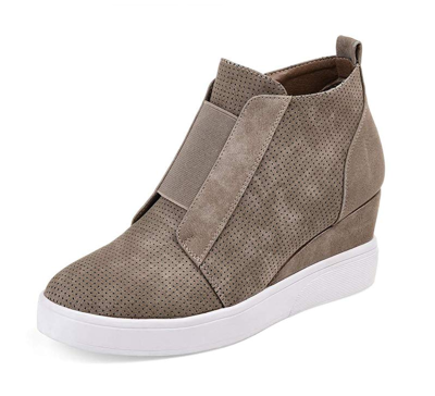 

Womens Heel Platform Casual Sneakers Zipper Wedge High Top Sports Shoes