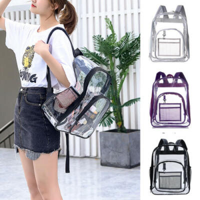 

Women Backpack Clear Transparent PVC Multi-pockets School Bag Travel Backpack UK