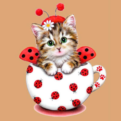 

5D DIY Diamond Painting Lovely Cup Cat Cross Stitch Embroidery Mosaic Kits