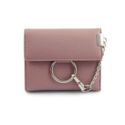 

Fashion Womens Trifold Short Wallet PU Leather Large Ring Lock Wallets Coin Purse