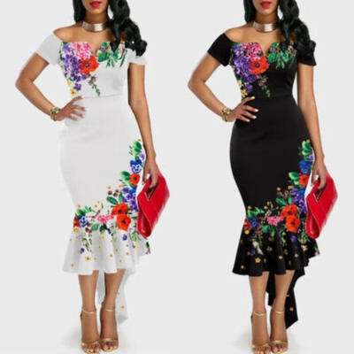 

Women Formal Long Dress Evening Party Bodycon Off Shoulder Cocktail Fishtail