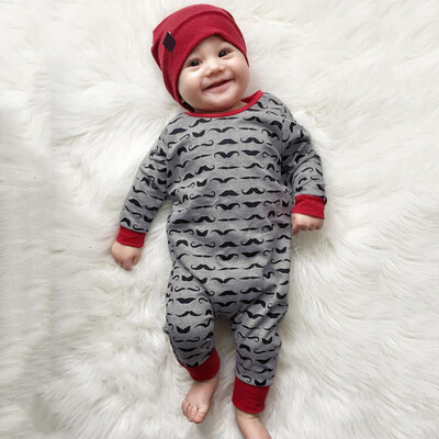 

Rompers Children Newborn Baby Cotton Long Sleeve Mustache Printed Jumpsuit 90