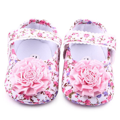 

New Infant Toddler Sweet Baby Girls Kids Shoes First Walkers Pink Rose Floral Party Shoes Soft Walking Shoes