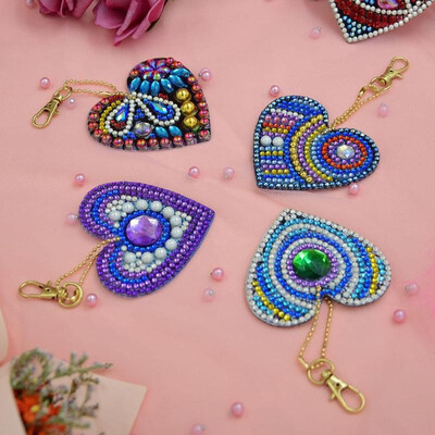 

5pcs DIY Full Special Shaped Love Heart Diamond Painting Keychain Pendant