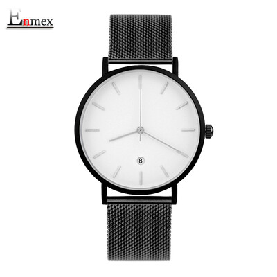

Enmex simple design light steel neutral watch stereo simple lovers wrist when translating holiday gifts