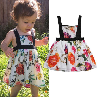 

Newborn Baby Girl Floral Blackless Dress Summer Sundress Dresses NEW