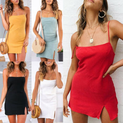 

Summer Women Sexy Short Mini Slip Dress Bodycon Evening Cocktail Party Sundress