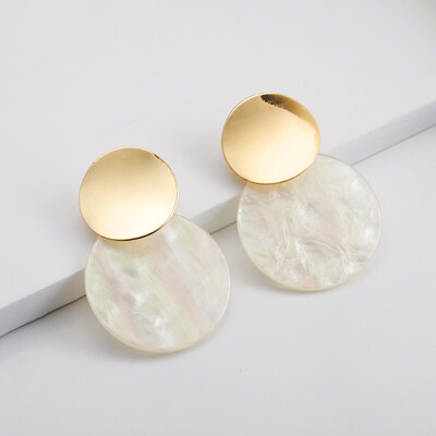 

Korean Style Asymmetrical Earrings Geometric Drop Earrings Rhinestone Circle Acrylic Shell Earrings Temperament Earring jewelry