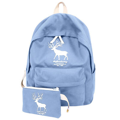 

2pcs Casual Girls Animal Printed Canvas Students School Backpack Clutch Bag