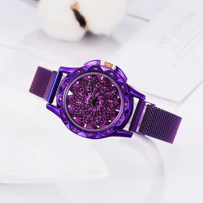 

RM 360 Degree Rotating Fashion Diamond Dial To Run Ladies Quartz Mesh Belt Watch