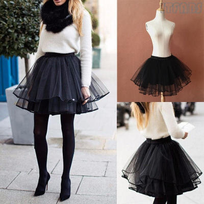 

Women Girl Ballet Tulle Pleated Tutu Skirt Wedding Party Prom Bouffant Dress Hot