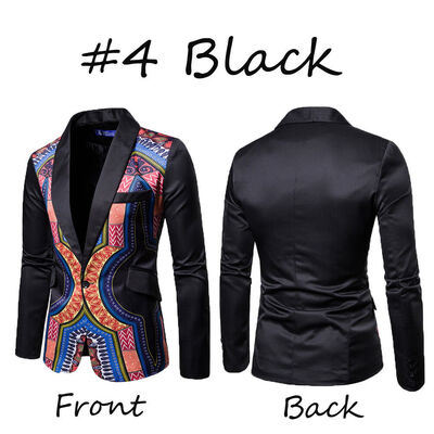 

Mens Casual Slim Fit African Dashiki One Button Suit Coat Jacket Men Tops