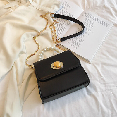 

2019 new fashion temperament color chain single shoulder Messenger bag female casual simple wild pearl handbag