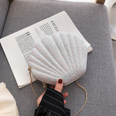 

Sequin Crossbody Bag New Handbag Womens Clutch Bag 2019 Shell Ladies Shine Small Messenger Bags Female PU Fashion Shoulder Bag
