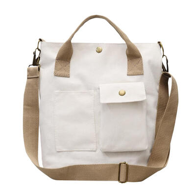 

Solid Color Shoulder Bags Women Large Capacity Crossbody Canvas Square Tote