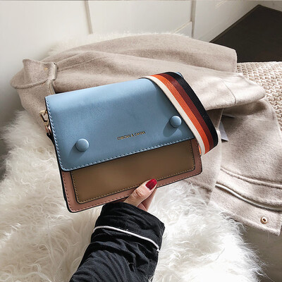 

Broadband collision color small bag female 2019 new wave Korean version of the wild single shoulder slung fashion texture simple small square bag