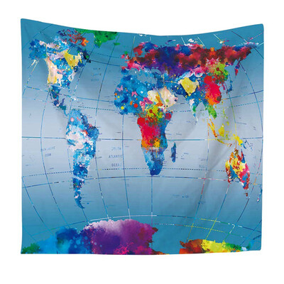 

Tapestry Watercolor World Map Tapestry Wall Hanging Colorful Map Tapestry Beach Tapestry Indian Dorm Decor Bedroom Living Room