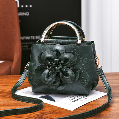 

Crossbody trend flower simple versatile pu leather small square bag shoulder portable handbag