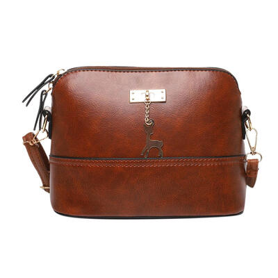 

Women Sling Oil Wax Leather Shell Bag Deer Satchel Shoulder Crossbody Bags